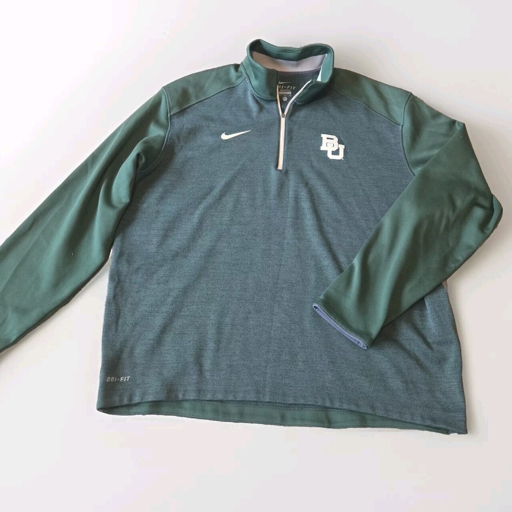 Nike Dri Fit Green Pullover Half Zip Baylor University Green 2XL